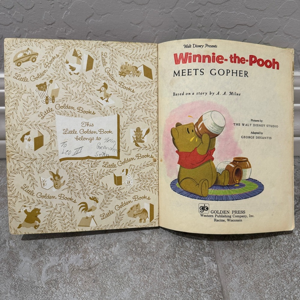 Vintage 1980 Winnie-the-Pooh Meets Gopher Little Golden Book Disney - Picture 2 of 3